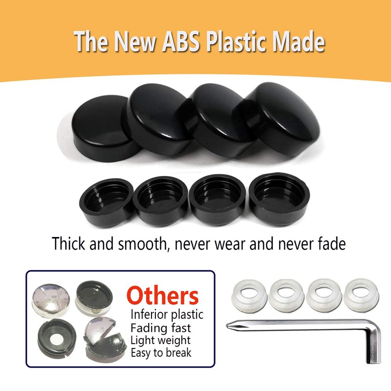 BGGTMO Black License Plate Screw Caps - Matte Black Screw
