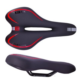 PLATTBK Bike Saddle Comfortable Bicycle Seat Gel Shock Absorbing Bike Cushion with Reflective Strip for Mountain Bikes/Road Bikes,Men and Women