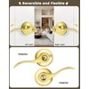 Gobrico--Polished Brass Door Handles Keyless Bedroom Bathroom Door Levers Drop/Wave