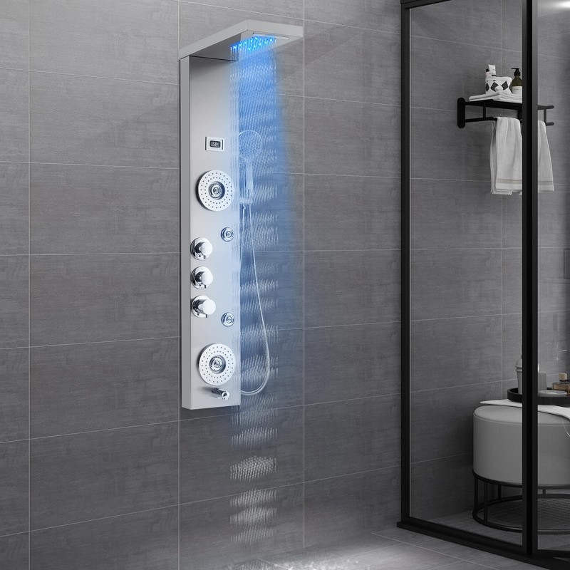 Towallmark Shower Panel Tower System, LED Rainfall Shower Panel Tower