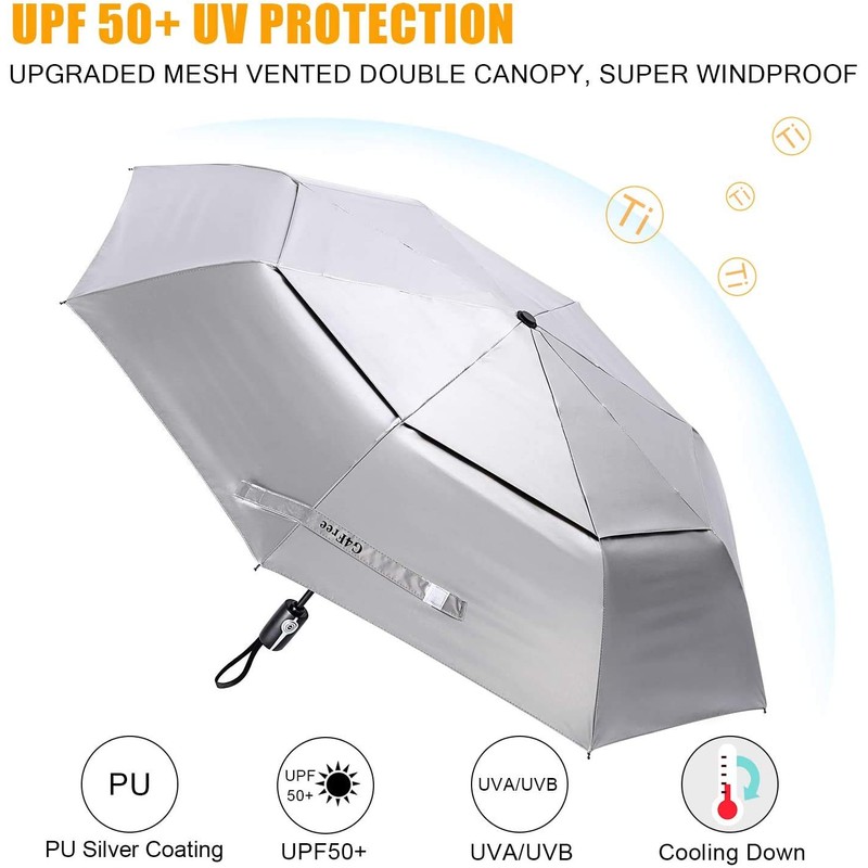 G4Free UPF 50+ UV Protection Travel Umbrella 46 Inch Auto