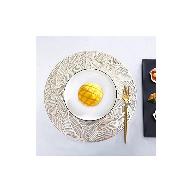 Hosoncovy 4 Pack Leaf Decorative Placemats PVC Placemats Hollow Dining
