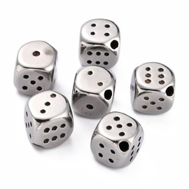 DanLingJewelry 10Pcs 10mm Stainless Steel Dice Beads Metal Square Cube Spacer Beads for DIY Jewellery Bracelet Necklace Making Crafts