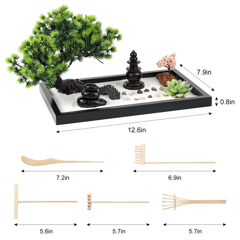 Zen Garden Kit for Desk Decor - Premium Beautiful Japanese