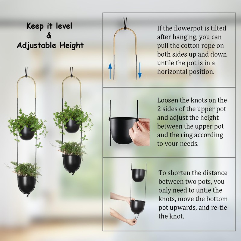 ABETREE Modern Metal Hanging Planter for Indoor Outdoor Plants with