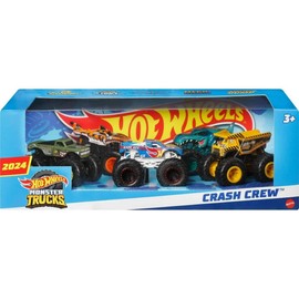 Hot Wheels Monster Trucks Crash Crew, 5-Pack Vehicles with Tiger Shark, Mega Wrex, Race Ace, Gotta Dump and V8 Bomber