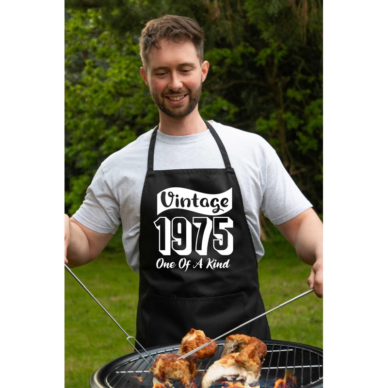 Print4U Vintage Birthday 1975 50th Birthday Funny Apron Novelty Baking
