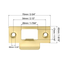 PATIKIL 2-3/4" Door Lock Strike Plate,1 Pcs Stainless T Strike Deadbolt Strike Plate,Door Backplate for Interior Exterior Door Use(Large Hole), Gold