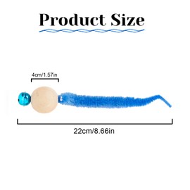 3 Pcs Wiggly Balls Cat Bell Toys，Simulation Worm Toy with Bell for Exercising Kitten or Cat,Cat Chewing Toys Wooden Ball （Red,Blue,Yellow）