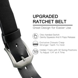 RNIEGA Men's Belt, Denim Belt Men's Length Can Be Shortened, Leather Belt Men for Jeans, Casual, Cowboy and Work Wear, 27Black