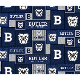 SYKEL ENTERPRISES Butler Fleece Blanket Fabric-Butler University Fleece Fabric with New Patch Pattern-Sold by The Yard