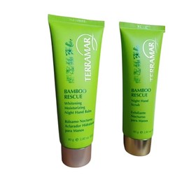 Terramar Bamboo Rescue, Exfoliante y Bálsamo Aclarador Nocturno para Manos, Kit de 2 Piezas, 80 g cada uno                                            