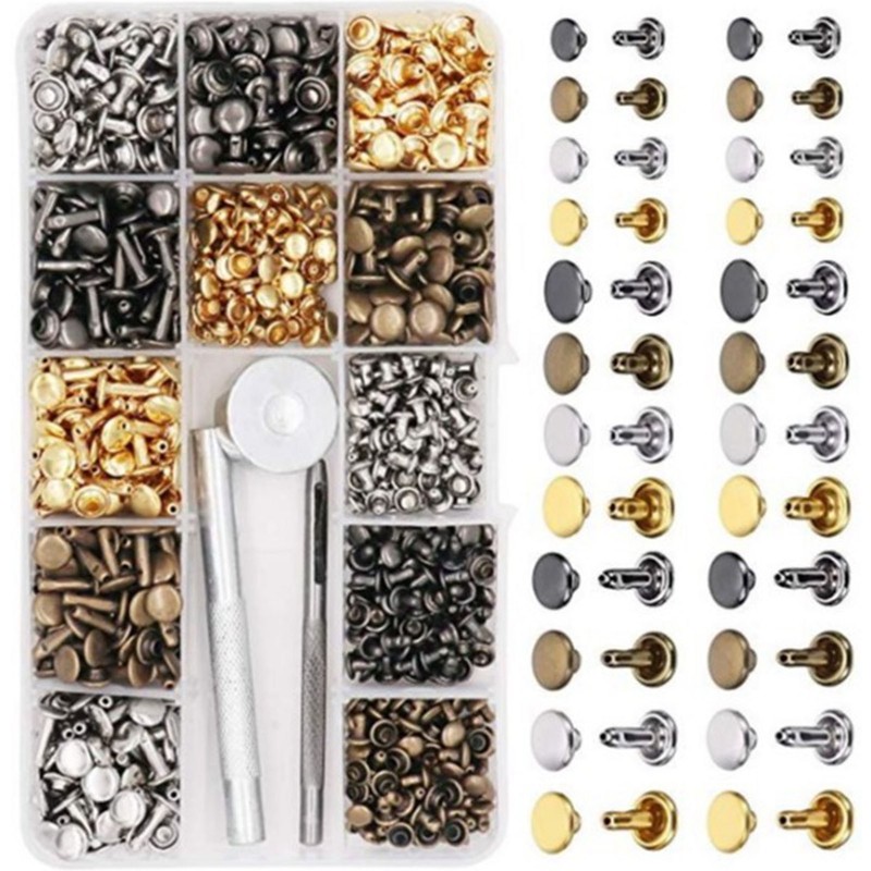 Double Sided Rivet Set Metal Studs Binding Studs Screws Assortment