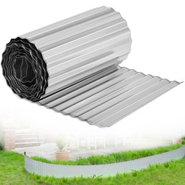 Tandefio 12 Inch x 20 ft Corrugated Metal Garden Edging Landscape Galvanized Sturdy Edging Border for DIY Flower Bed Lawn Landscaping(Silver)
