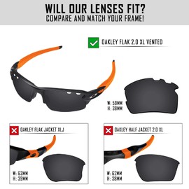 TRUSHELL Polarized Replacement Lenses for Oakley Flak 2.0 XL Vented Sunglasses -Ocean Blue+Black+Silver+Fire Red