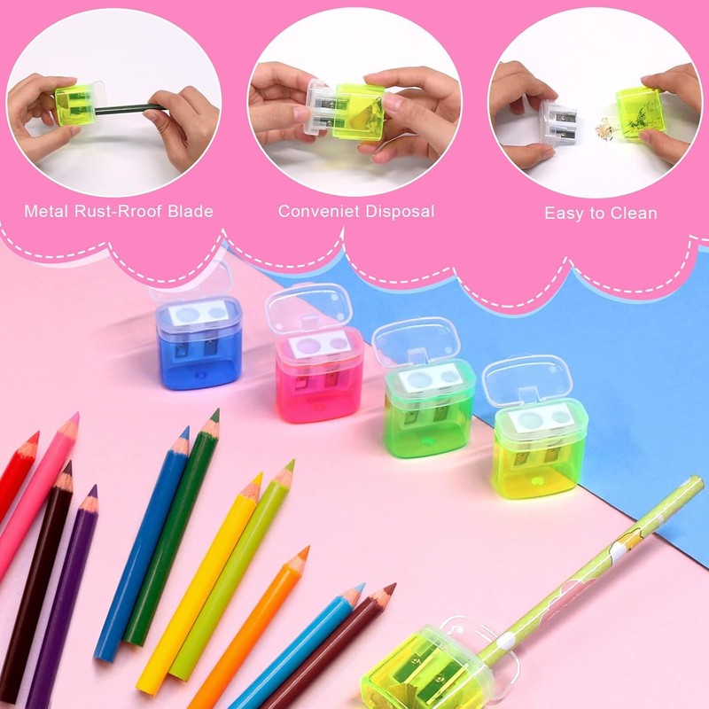 Coideal Coloured Pencil Sharpener Handheld, 24 Pcs Small Manual Canister