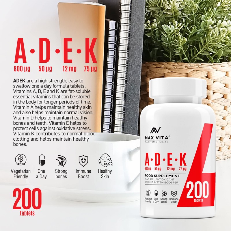 ADEK Vitamin A D3 2000IU K2 (MK-7) 75mcg UK Made