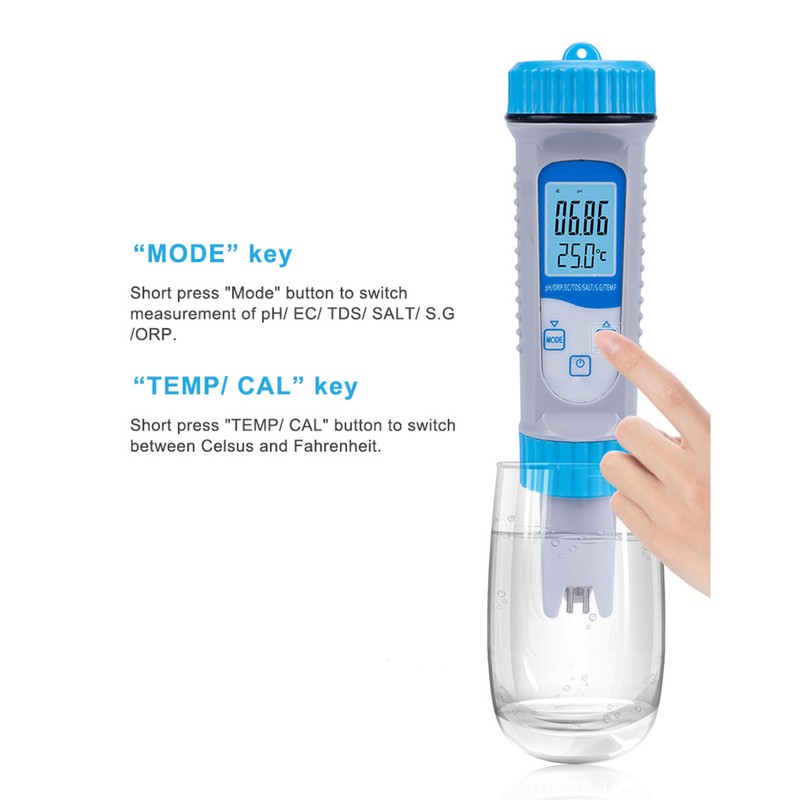 7 in 1 Water Quality Test Pen PH ORP EC