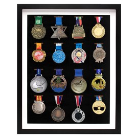 16 Medals Display Case Shadow Box Frame, 3D Medal Box Photo Frame for Runners Marathon Triathlon Soccer Gymnastics All Sports Medals Award Insignia (Black, 16 x 20 Inch)