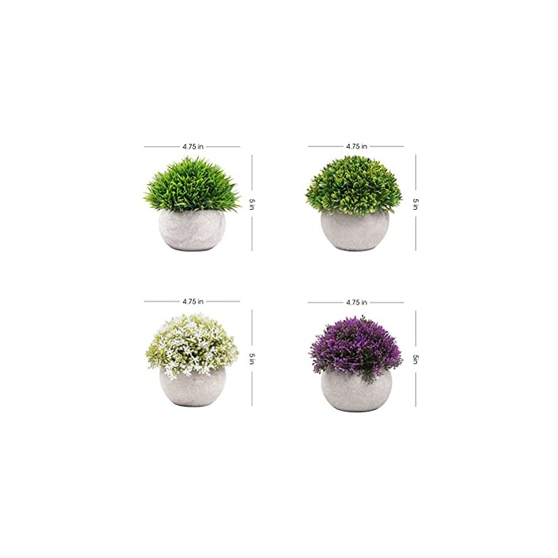 4 Macetas de Plantas Artificiales Decorativas Hogar,Pequeños Arbustos Artificiales de