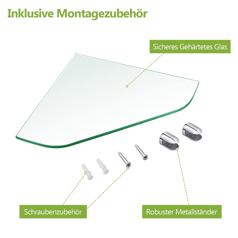 S'AFIELINA Glass Shelf Shower Shelf Glass Corner Shelf 6 mm