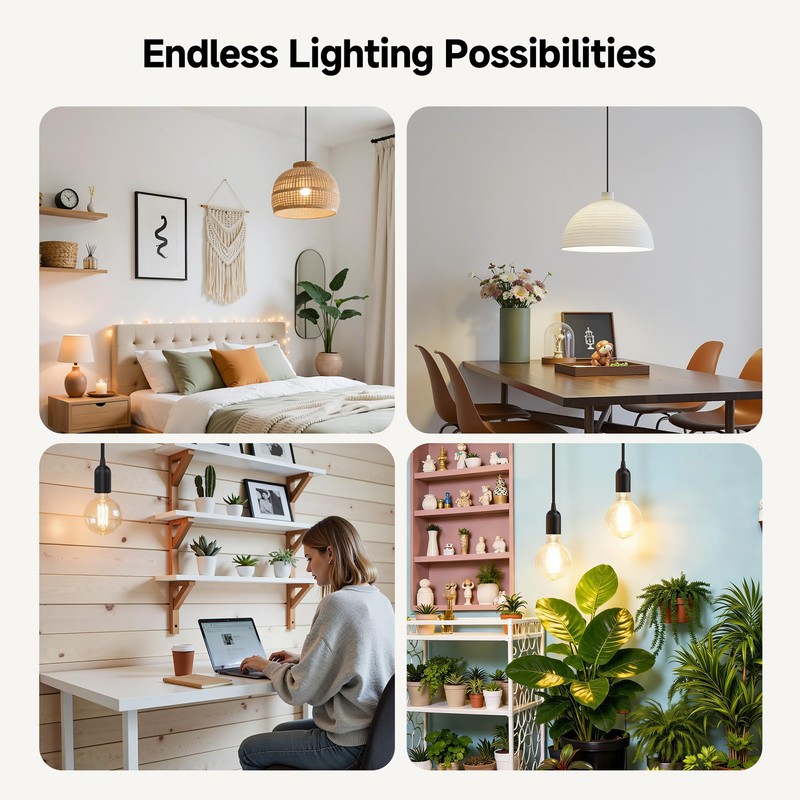 Cable Matters 2-Pack Hanging Light Cord with Switch - 25ft,