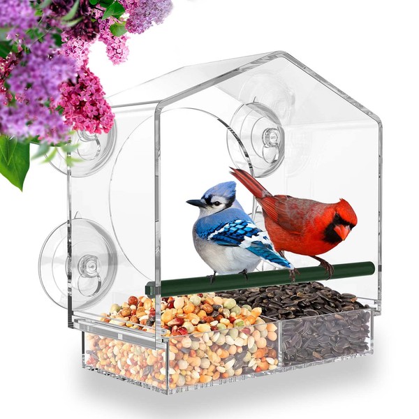 Mrcrafts Window Bird Feeder for Outside with Strong Suction Cups,