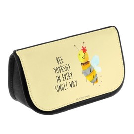 Mr. & Mrs. Panda Cosmetic Bag Bee Flower, yellow, Hand Drawn