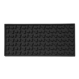 30 x 15 cm Bar Mat, PVC Drying Mat, Tableware with Coffee Bean Pattern, Coffee Tamper Mat, Overflow Mat, Quick Drying for Bar, Kitchen, Cafe, Restaurants, Counter (Black)