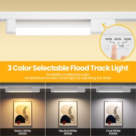 TuyuBEE 3 Color Linear H Type Track Lighting Heads, LED Track Light Heads Dimmable Track Lighting Fixtures Ceiling Flood Light, H Style Track Heads for H Track Lighting Rails, White CRI90 15W 2 Pack