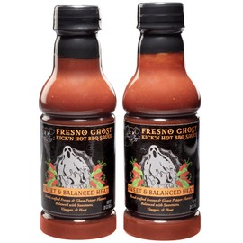 Tony Piggs Hot BBQ Sauce - (2 pack, 19oz) -Fresno Ghost Hot BBQ Sauce - Hand-Crafted Hot Barbecue Sauce made w real hot peppers and Nothing Artificial - Ribs, Wings, and Veggies will NEVER taste Better