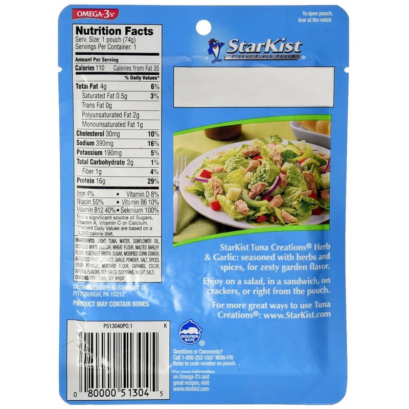 Starkist Tuna Creations, Herb & Garlic, Single Serve 2.6-Ounce Pouch