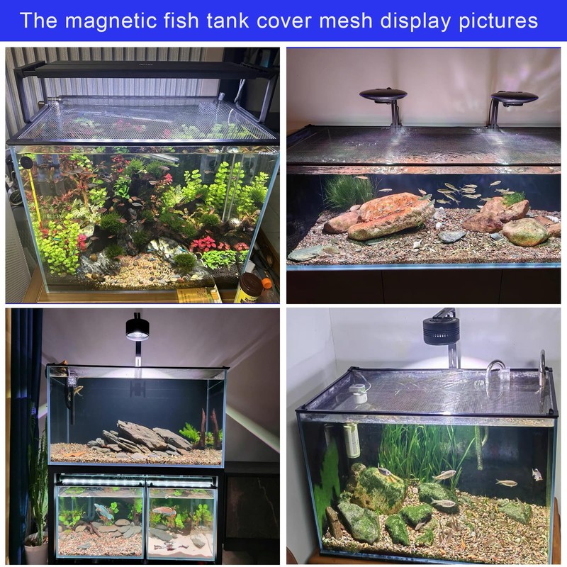 Magnetic Aquarium lid Fish Tank Hood top Cover Anti-Jumping net
