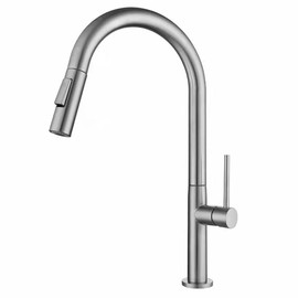 VNVMVDFO Kitchen Sink Faucet for Bar Farmhouse Commercial, Hot Cold Kitchen Sink Faucet, Pull Down Deck Mounted Brushed Nickel Water Mixer Tap(A-Brush)