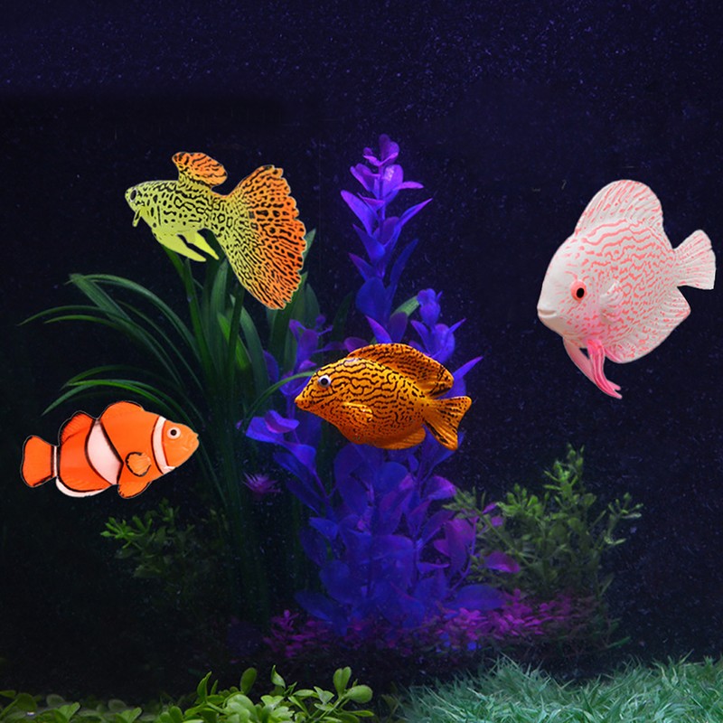 4PCS Aquarium Fish Tank Luminous Silicone Artificial Fake Fish Landscape