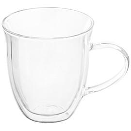 BonJour Coffee Insulated Borosilicate Glass Latte Cups, 2-Piece Set, 12-Ounces Each