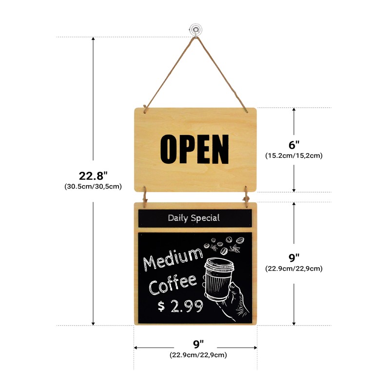 Double-Sided OPEN/CLOSED Sign with Message Board,Ideal for Retail, Restaurants, Bars