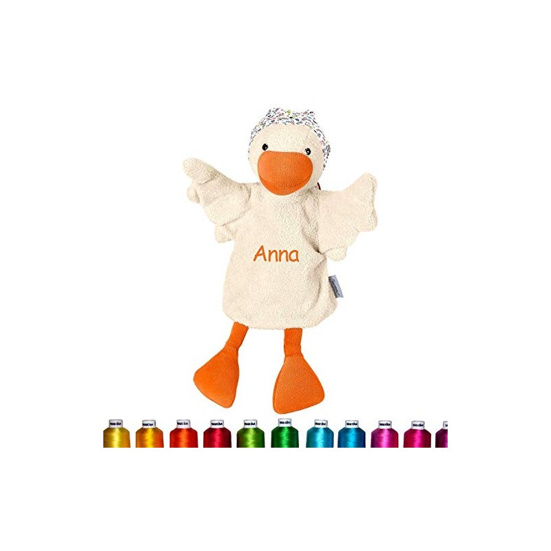 Sterntaler Hand Puppet Goose Duck Embroidered with Name, Kasperle Doll,