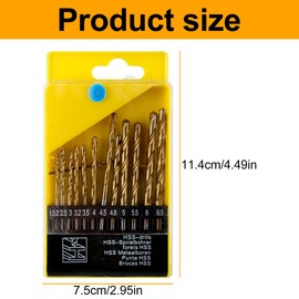 Lotsdonxia 13 Pcs Twist Drill Bit Set Metric Sizes 1.5mm-6.5mm High-Speed Cobalt Steel with Titanium Coating Durable Precision Tools for Metal Cutting and Woodworking