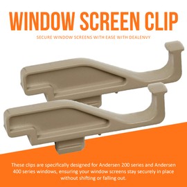 DealEnvy Full Screen Latch Compatible with Andersen 400 and 200 Series Double Hung and Gliding Windows from Year 2000 to Present - Replacement Clips for Windows and Door Screens (Pack of 2, White)