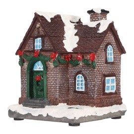 Christmas Village House, Vintage Exquisite Landscaping Resin LED Lighted Christmas House for Home Decor Presents (1)