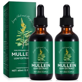 Mullein Leaf Liquid Drops,Mullein Drops,Mullein Leaf Extract Drops,Mullein Herbal Supplements Drops for Fast Absorption 60ml(2pcs)