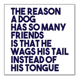 DistinctInk Custom Bumper Sticker - 10" x 10" Decorative Decal - White Background - Dog Wags Tail Instead of Tongue