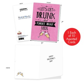 NobleWorks, Be My Galentine - 10 Boxed Valentine's Day Greeting Cards with Envelopes - Vday Card Assortment for Women AC3355VDG-B1x10