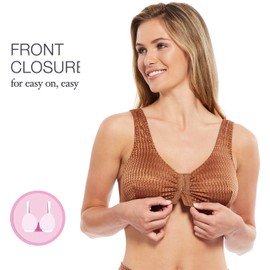 Carole Martin Full-Freedom Comfort Front Closure Bra for Women, Wireless (36, Cafe)
