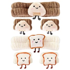 2-Piece Headband And 4-Piece Wristband, Cute Cartoon Headband, Water-Absorbing Wristband, Suitable For Face Washing, Skin Care, And Makeup.