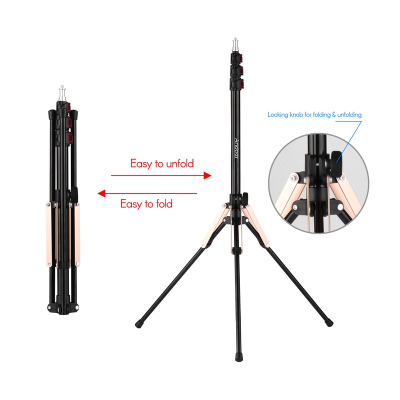 Andoer 190cm/74.8 Inch Portable Aluminum Alloy Photography Light Stand Reverse