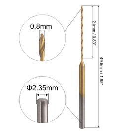 uxcell 8Pcs 0.8mm Mini Twist Drill Bit, Micro Engraving Drill Bits High-Speed Steel 2.35mm Shank Titanium Coated for DIY Resin, Amber and Wood