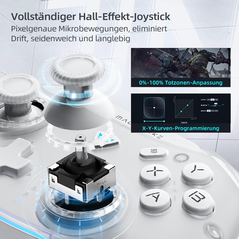Machenike G5 Pro Wireless Controller für Windows PC/Switch/IOS/Android, RGB Lichter,