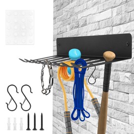Gym Rack Organizer with 8 Hooks,Resistance Bands Hanger Wall Mount,Weight Rack for Home Gym, Workout Gear Wall Rack Hanger Storage for Barbell,Jump Rope,Chain,Resistance Band